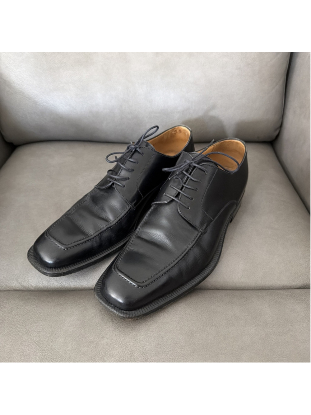 EUC MEN’S CAMPANILE LEATHER SQUARE TOE SIZE 9 US BLACK ITALY ITALIAN LEATHER